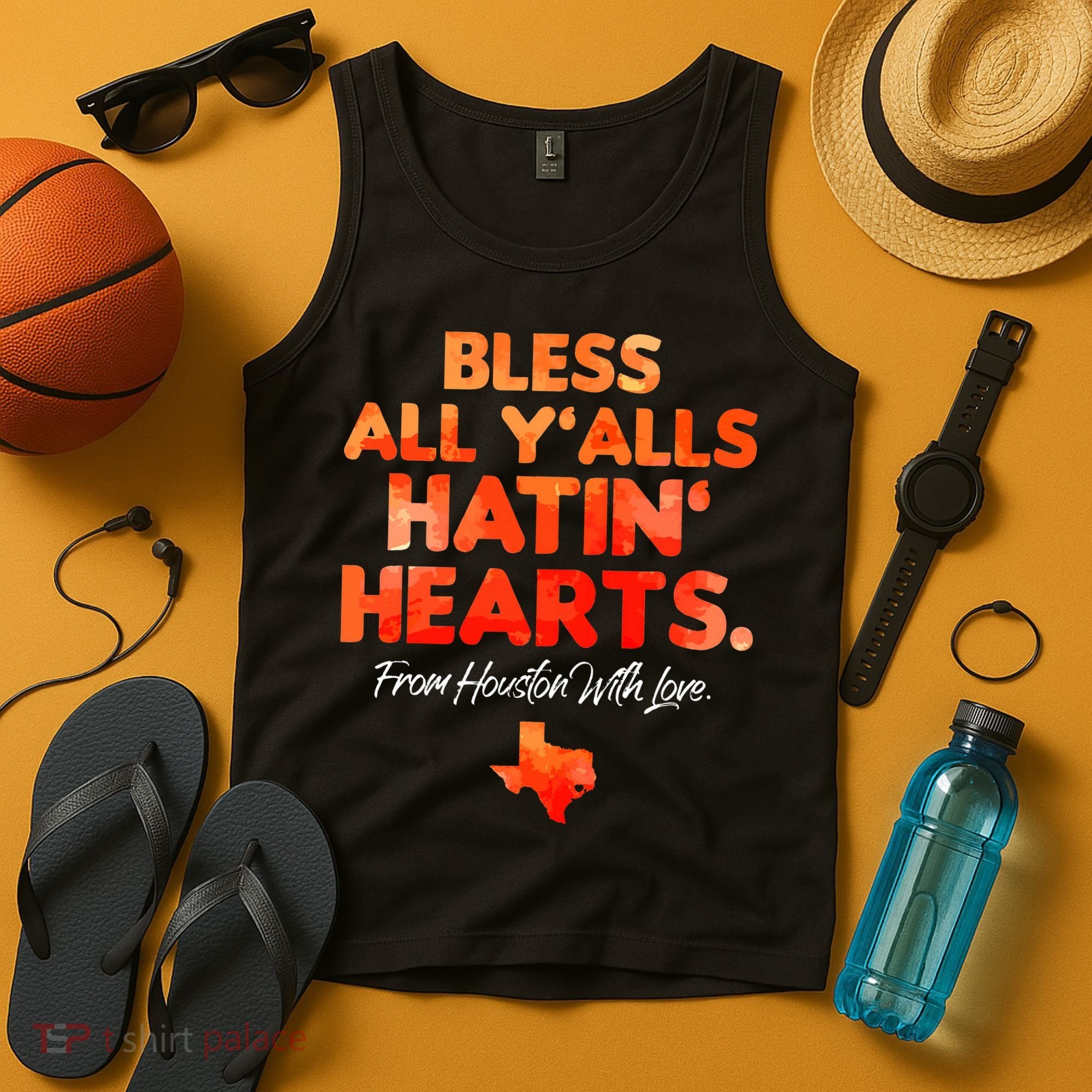 Bless All Y'alls Hatin' Hearts Houston With Love baseball Tank Top