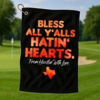 Bless All Y'alls Hatin' Hearts Houston With Love baseball Golf Towel thumb 1