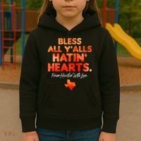 Bless All Y'alls Hatin' Hearts Houston With Love baseball Kids Hoodie thumb 3