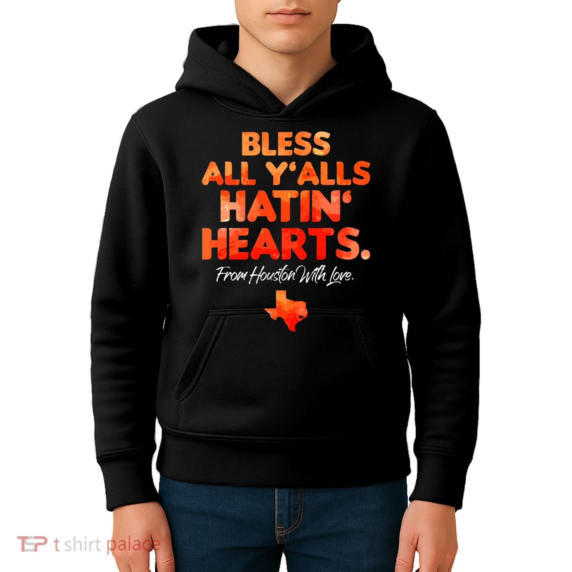 Bless All Y'alls Hatin' Hearts Houston With Love baseball Kids Hoodie