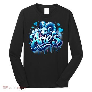 Blue Aries Zodiac Star Sign Long Sleeve Shirt