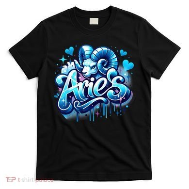 Blue Aries Zodiac Star Sign T-Shirt