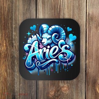 Blue Aries Zodiac Star Sign Coaster