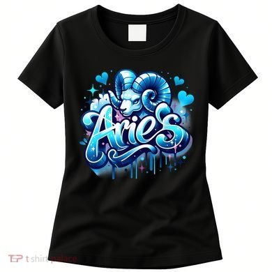 Blue Aries Zodiac Star Sign Women's T-Shirt
