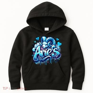 Blue Aries Zodiac Star Sign Kids Hoodie