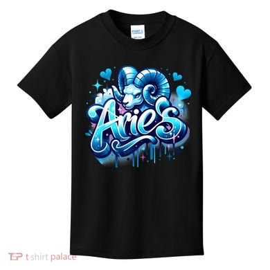 Blue Aries Zodiac Star Sign Kids T-Shirt