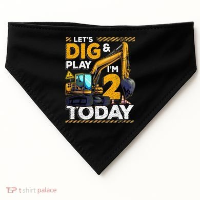 Birthday Boy 2 Construction 2nd Birthday Excavator Birthday USA-Made Doggie Bandana