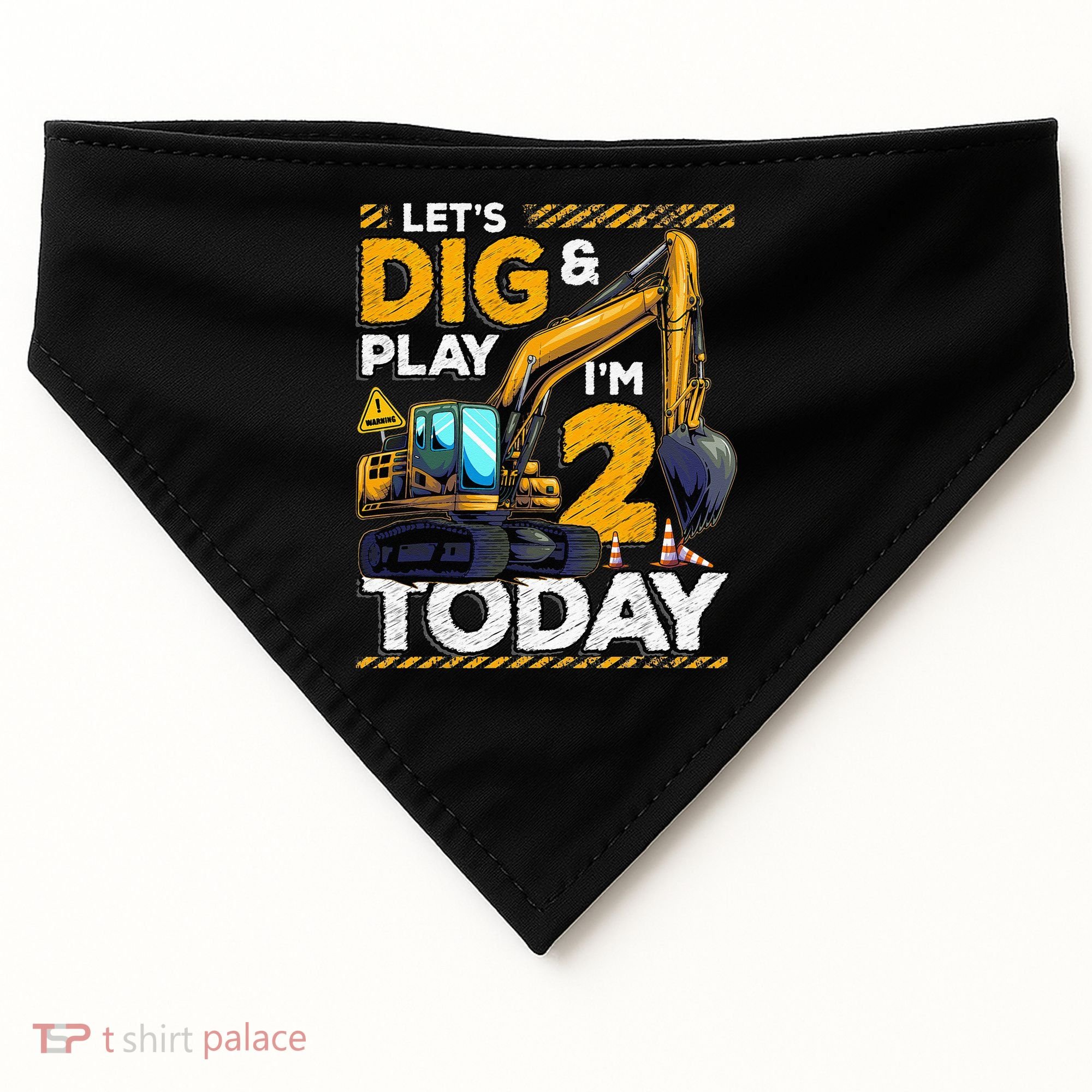 Birthday Boy 2 Construction 2nd Birthday Excavator Birthday USA-Made Doggie Bandana