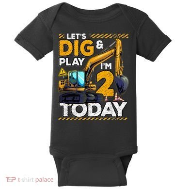 Birthday Boy 2 Construction 2nd Birthday Excavator Birthday Baby Bodysuit