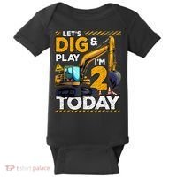 Birthday Boy 2 Construction 2nd Birthday Excavator Birthday Baby Bodysuit thumb 0