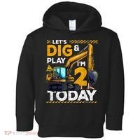 Birthday Boy 2 Construction 2nd Birthday Excavator Birthday Toddler Hoodie thumb 0
