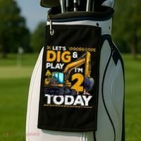 Birthday Boy 2 Construction 2nd Birthday Excavator Birthday Golf Towel thumb 2