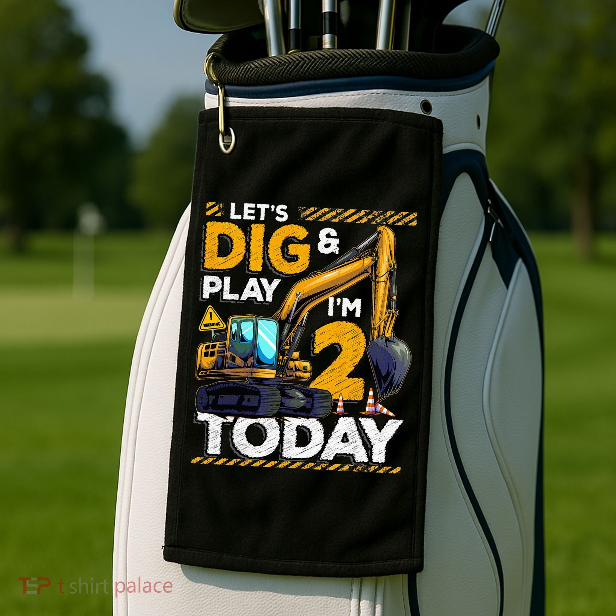 Birthday Boy 2 Construction 2nd Birthday Excavator Birthday Golf Towel
