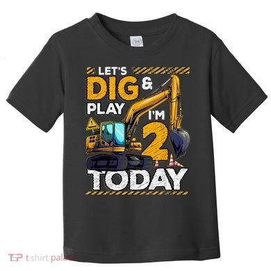 Birthday Boy 2 Construction 2nd Birthday Excavator Birthday Toddler T-Shirt