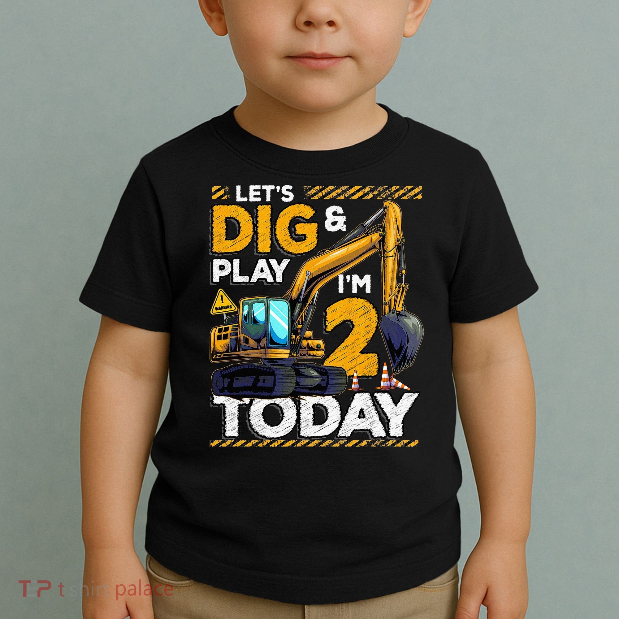 Birthday Boy 2 Construction 2nd Birthday Excavator Birthday Toddler T-Shirt