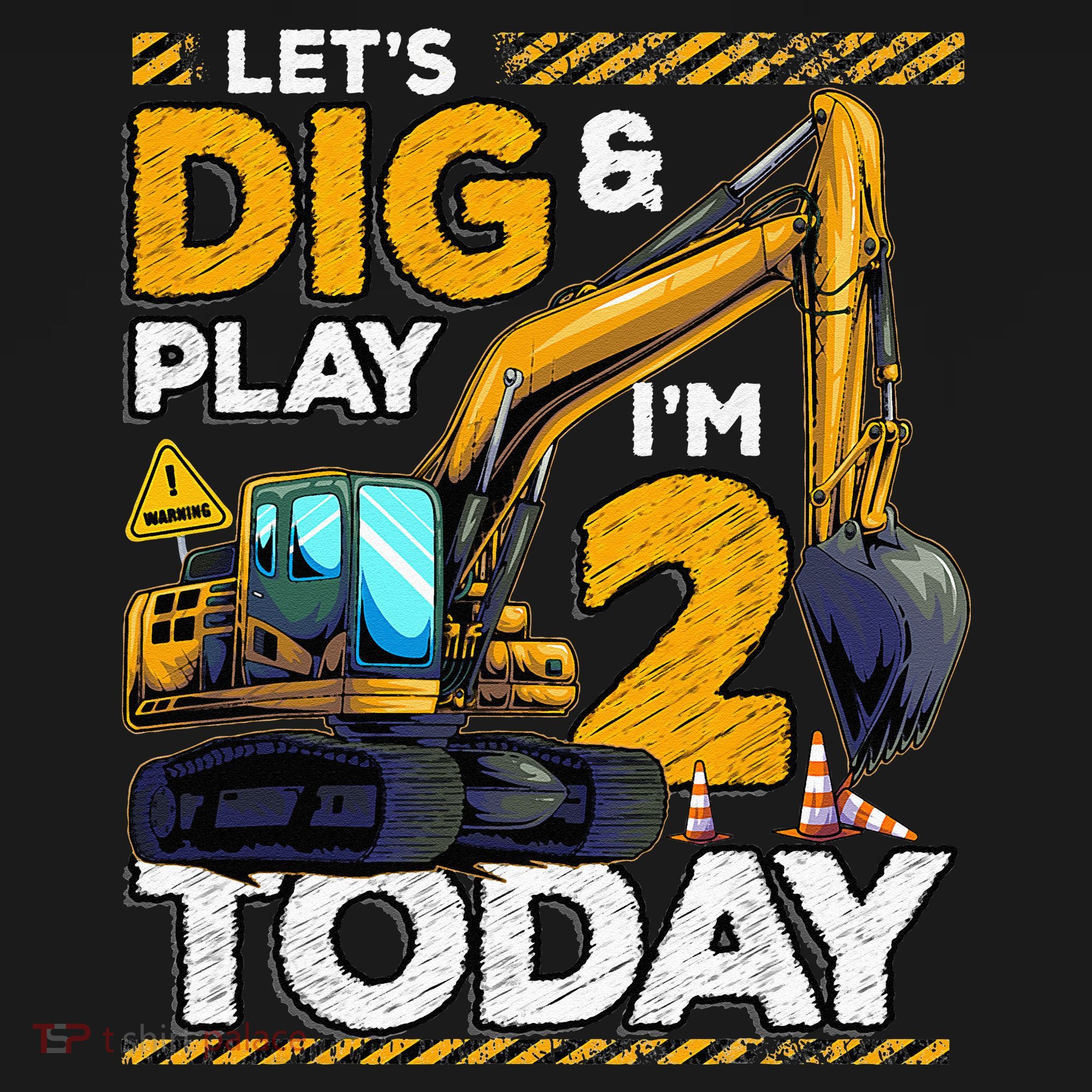 Birthday Boy 2 Construction 2nd Birthday Excavator Birthday Toddler T-Shirt
