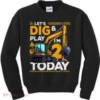 Birthday Boy 2 Construction 2nd Birthday Excavator Birthday Kids Sweatshirt thumb 0