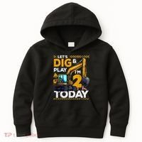 Birthday Boy 2 Construction 2nd Birthday Excavator Birthday Kids Hoodie thumb 0