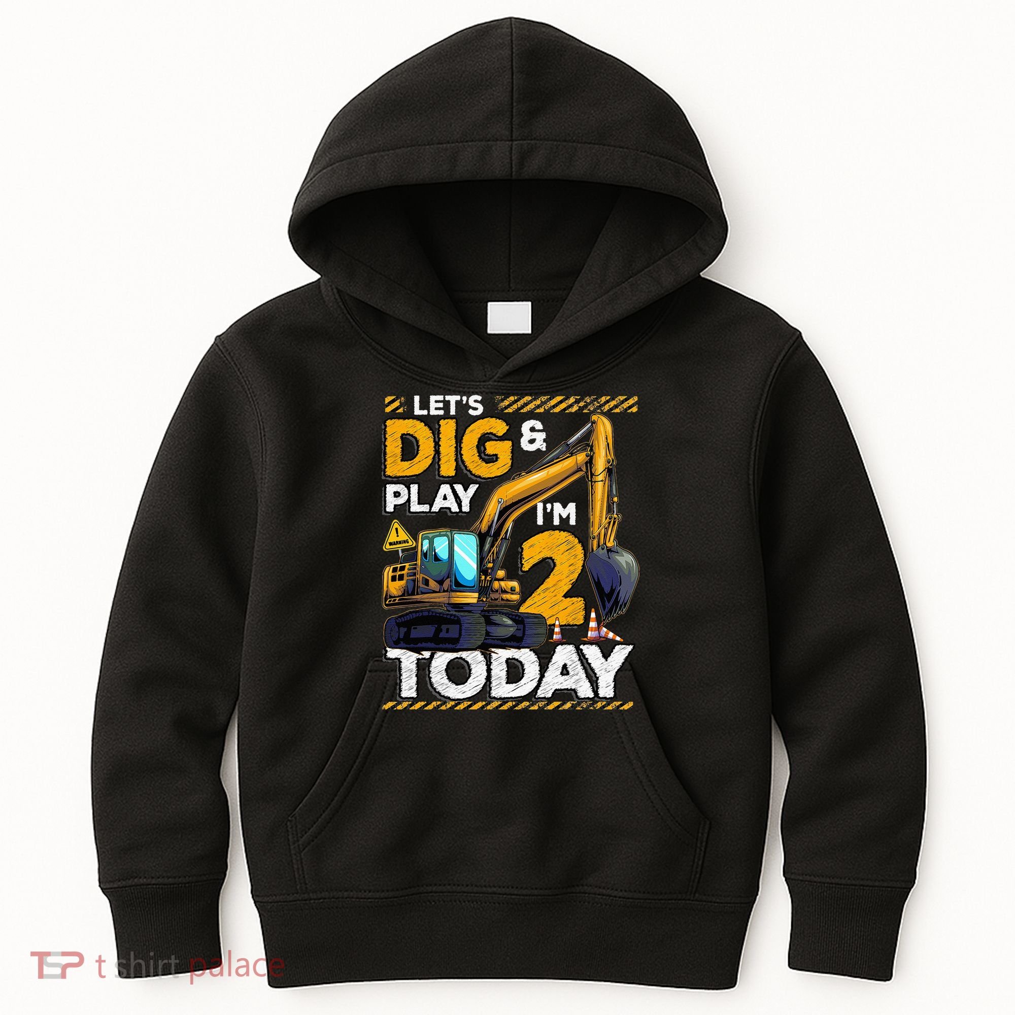 Birthday Boy 2 Construction 2nd Birthday Excavator Birthday Kids Hoodie