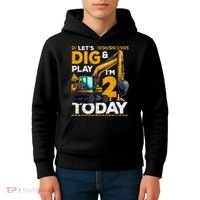 Birthday Boy 2 Construction 2nd Birthday Excavator Birthday Kids Hoodie thumb 4