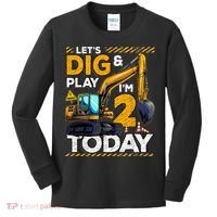 Birthday Boy 2 Construction 2nd Birthday Excavator Birthday Kids Long Sleeve Shirt thumb 0