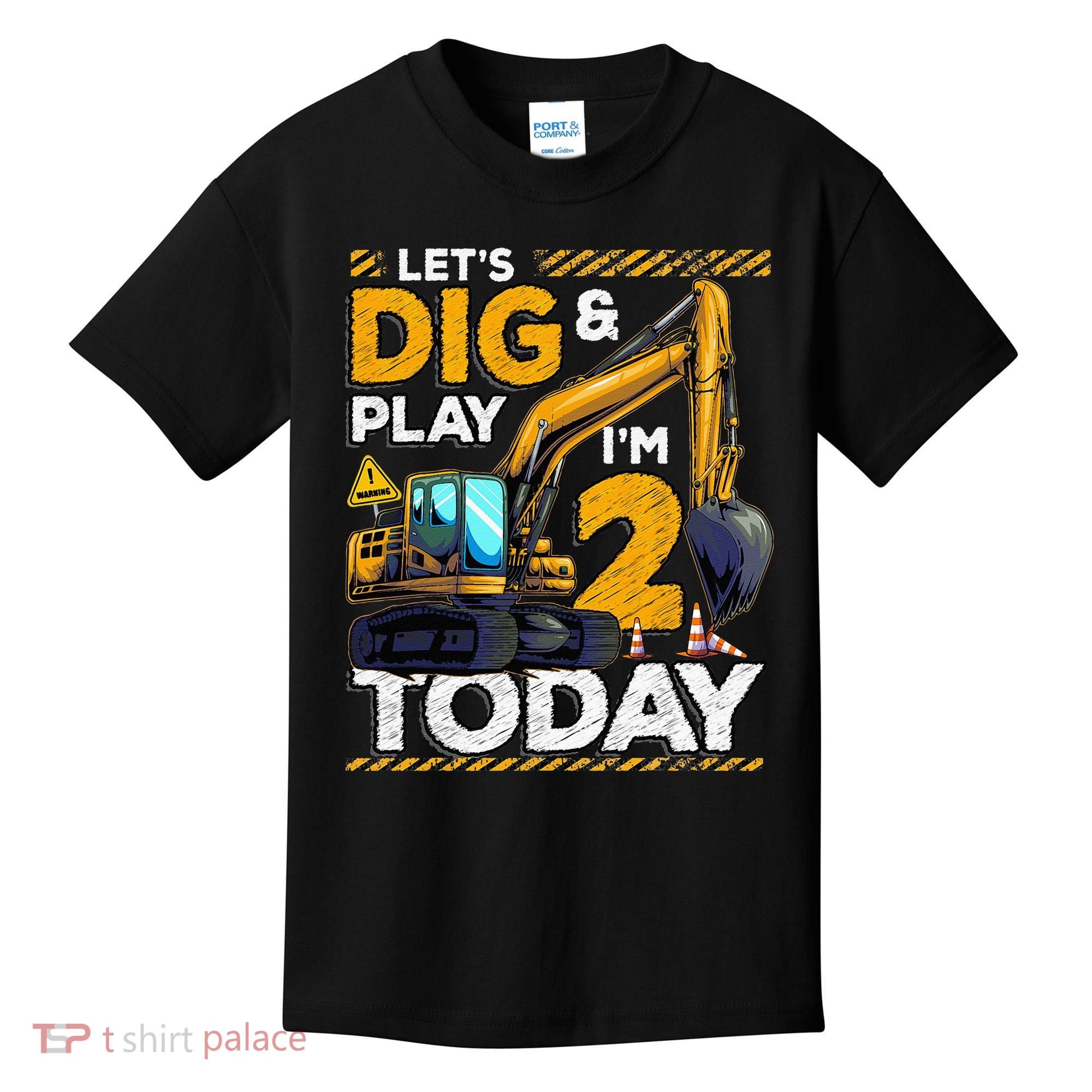 Birthday Boy 2 Construction 2nd Birthday Excavator Birthday Kids T-Shirt