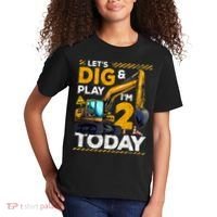 Birthday Boy 2 Construction 2nd Birthday Excavator Birthday Kids T-Shirt thumb 2
