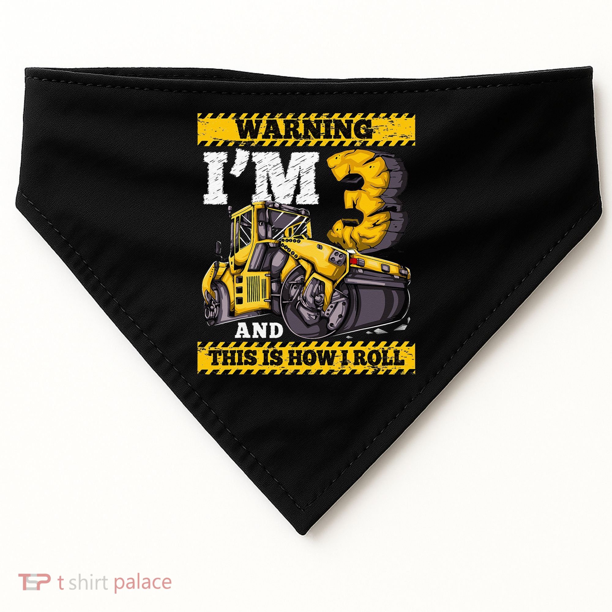 Birthday Boy 3 Construction 3rd Birthday Roller 3rd Birthday USA-Made Doggie Bandana