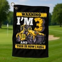 Birthday Boy 3 Construction 3rd Birthday Roller 3rd Birthday Golf Towel thumb 1