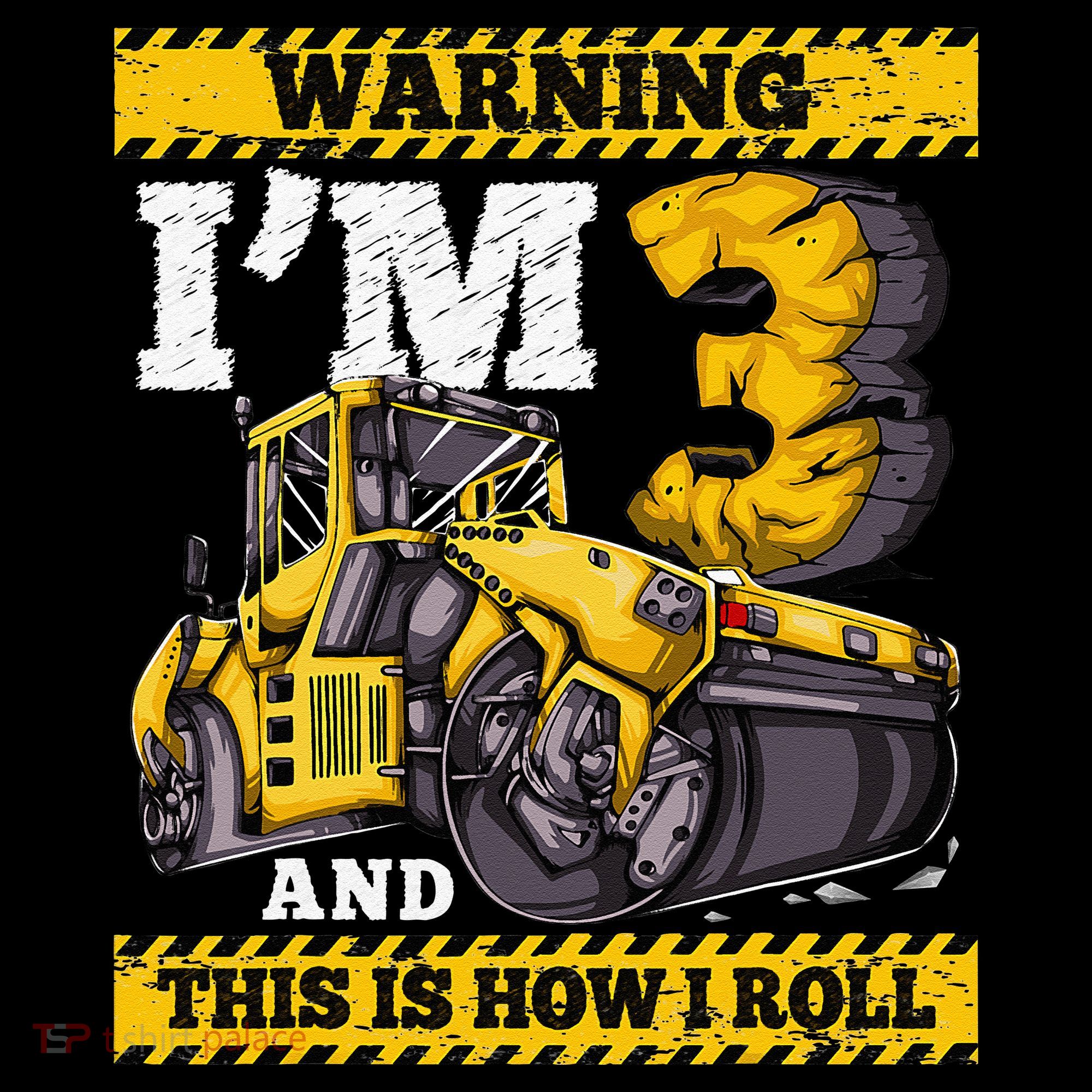 Birthday Boy 3 Construction 3rd Birthday Roller 3rd Birthday Kids Sweatshirt