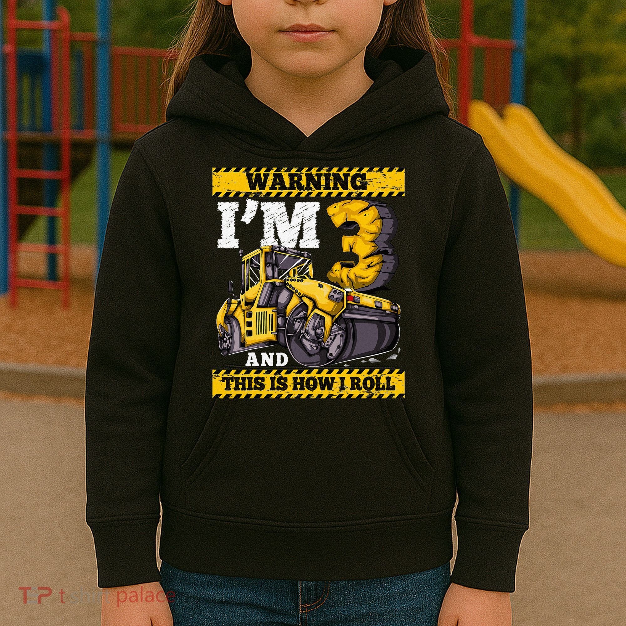 Birthday Boy 3 Construction 3rd Birthday Roller 3rd Birthday Kids Hoodie