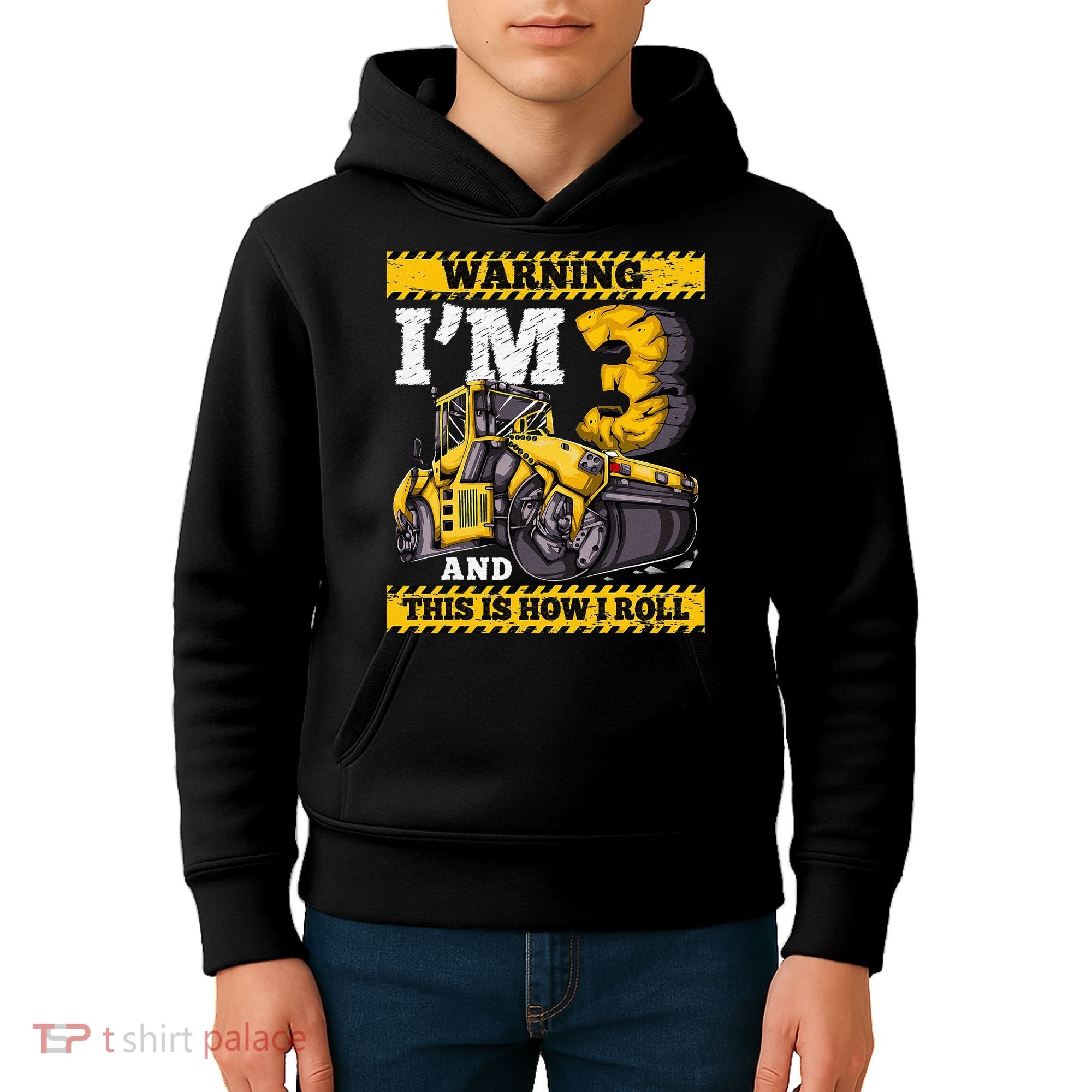 Birthday Boy 3 Construction 3rd Birthday Roller 3rd Birthday Kids Hoodie