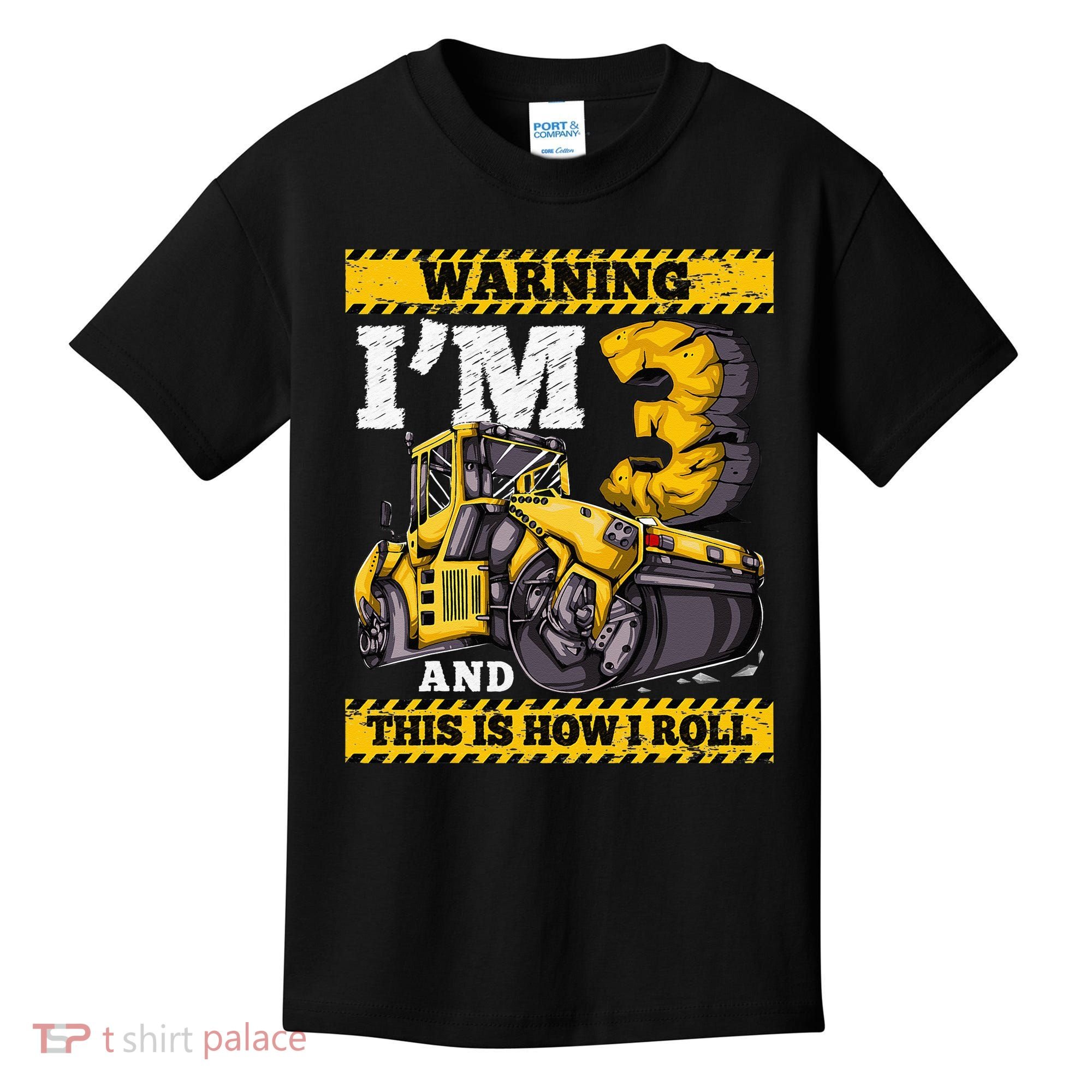 Birthday Boy 3 Construction 3rd Birthday Roller 3rd Birthday Kids T-Shirt