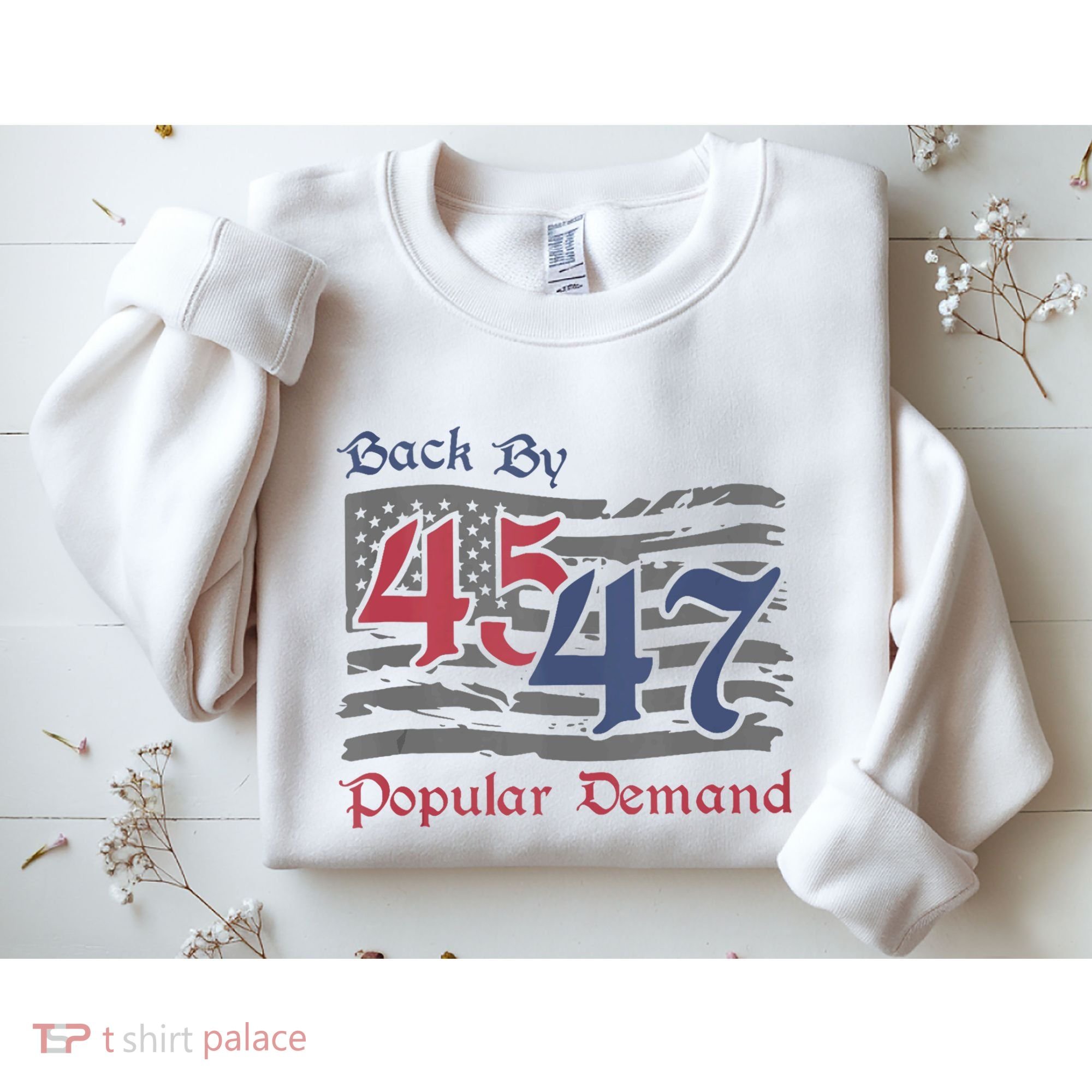 Back By 45 47 Popular Demand Funny America Flag Trump Won Sweatshirt