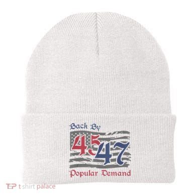 Back By 45 47 Popular Demand Funny America Flag Trump Won Beanie