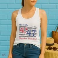 Back By 45 47 Popular Demand Funny America Flag Trump Won Women's Tank Top thumb 2