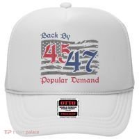 Back By 45 47 Popular Demand Funny America Flag Trump Won Hat thumb 0