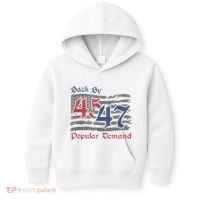 Back By 45 47 Popular Demand Funny America Flag Trump Won Kids Hoodie thumb 0