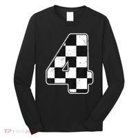 Birthday Boy 4 Four Race Car 4th Birthday Racing Car Flag Long Sleeve Shirt thumb 0