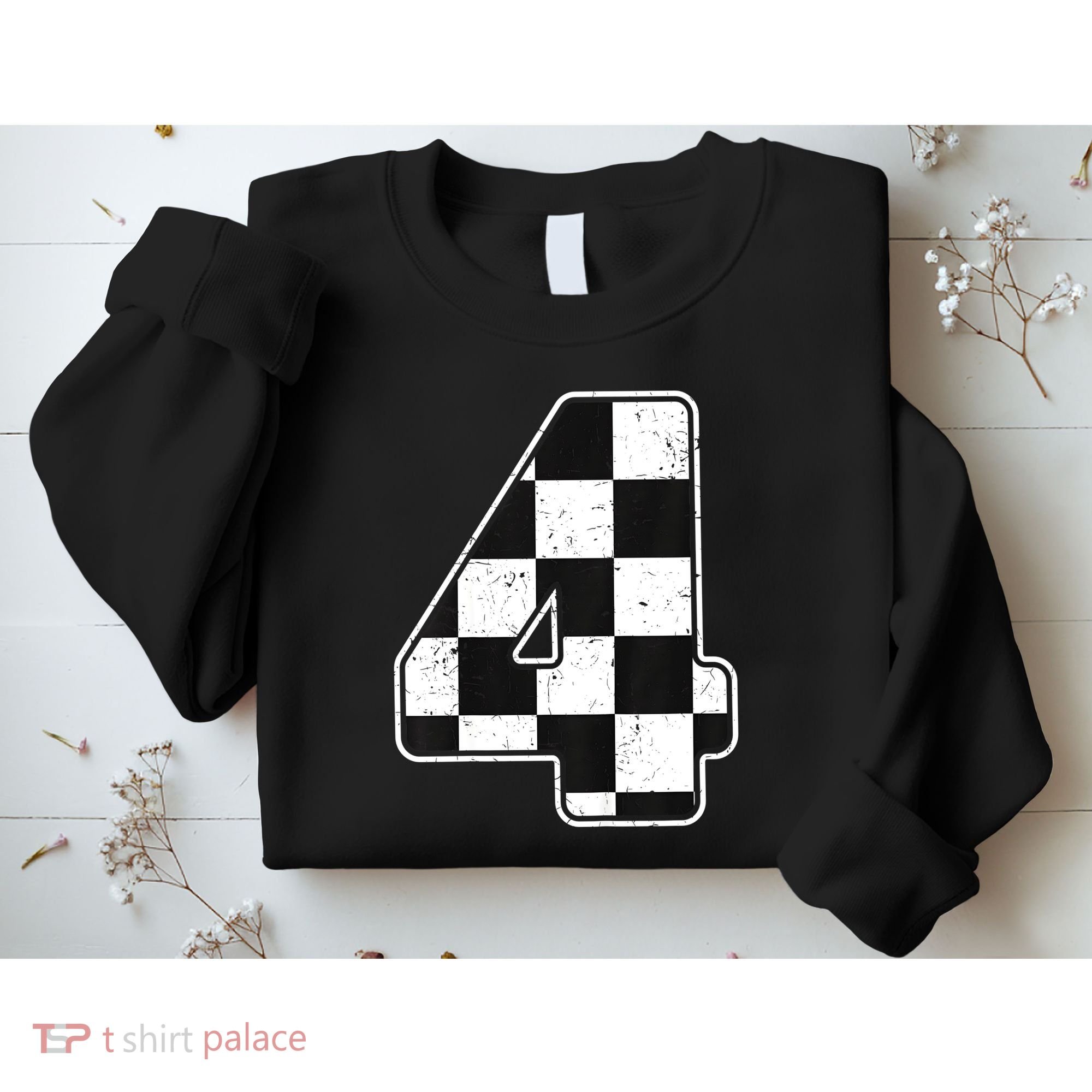 Birthday Boy 4 Four Race Car 4th Birthday Racing Car Flag Sweatshirt