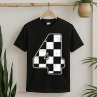Birthday Boy 4 Four Race Car 4th Birthday Racing Car Flag T-Shirt thumb 2