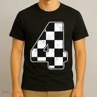 Birthday Boy 4 Four Race Car 4th Birthday Racing Car Flag T-Shirt thumb 3