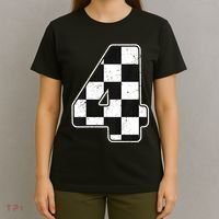 Birthday Boy 4 Four Race Car 4th Birthday Racing Car Flag T-Shirt thumb 4