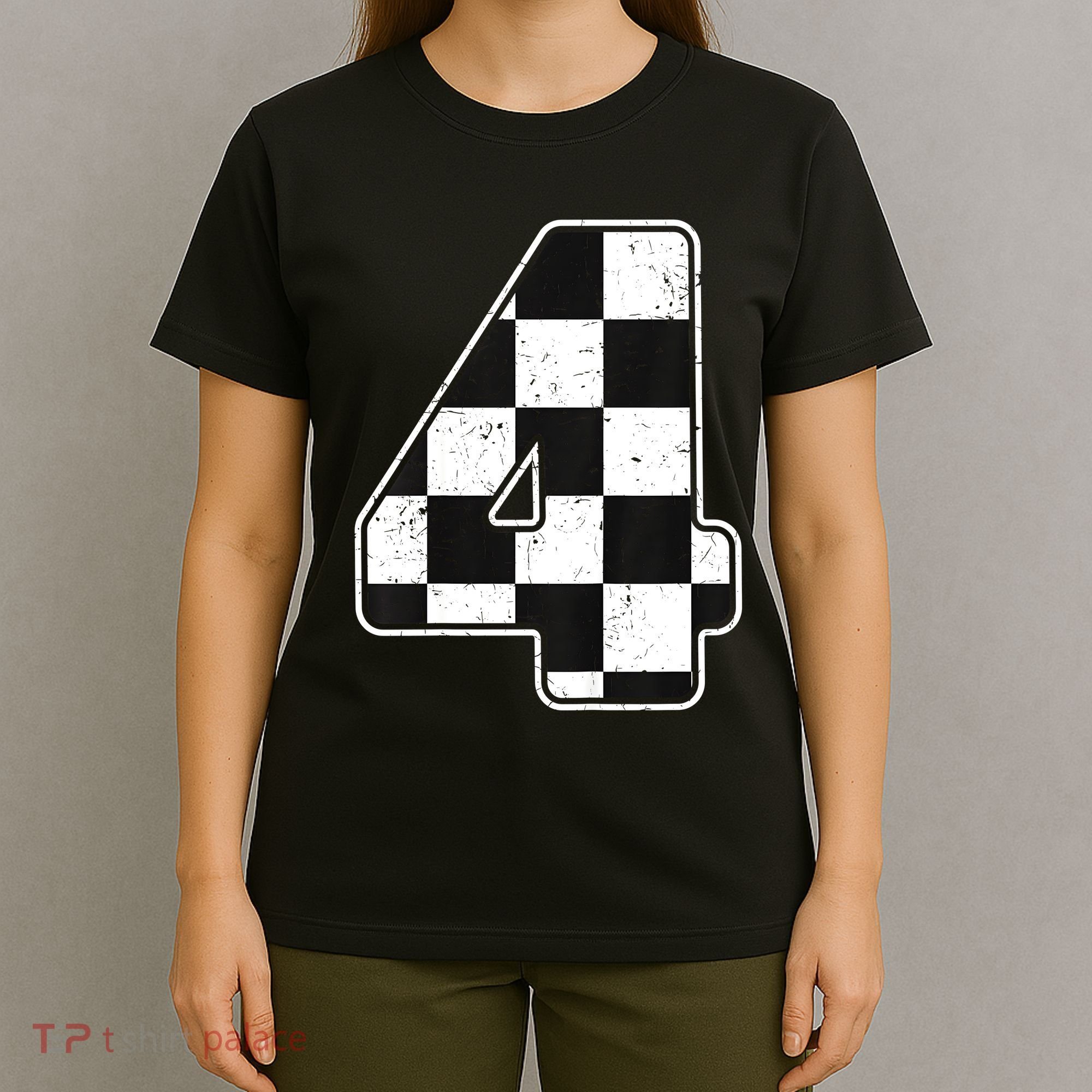 Birthday Boy 4 Four Race Car 4th Birthday Racing Car Flag T-Shirt