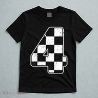 Birthday Boy 4 Four Race Car 4th Birthday Racing Car Flag T-Shirt thumb 5