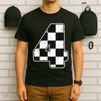 Birthday Boy 4 Four Race Car 4th Birthday Racing Car Flag T-Shirt thumb 6