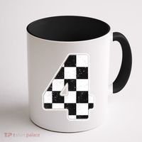 Birthday Boy 4 Four Race Car 4th Birthday Racing Car Flag Coffee Mug thumb 1