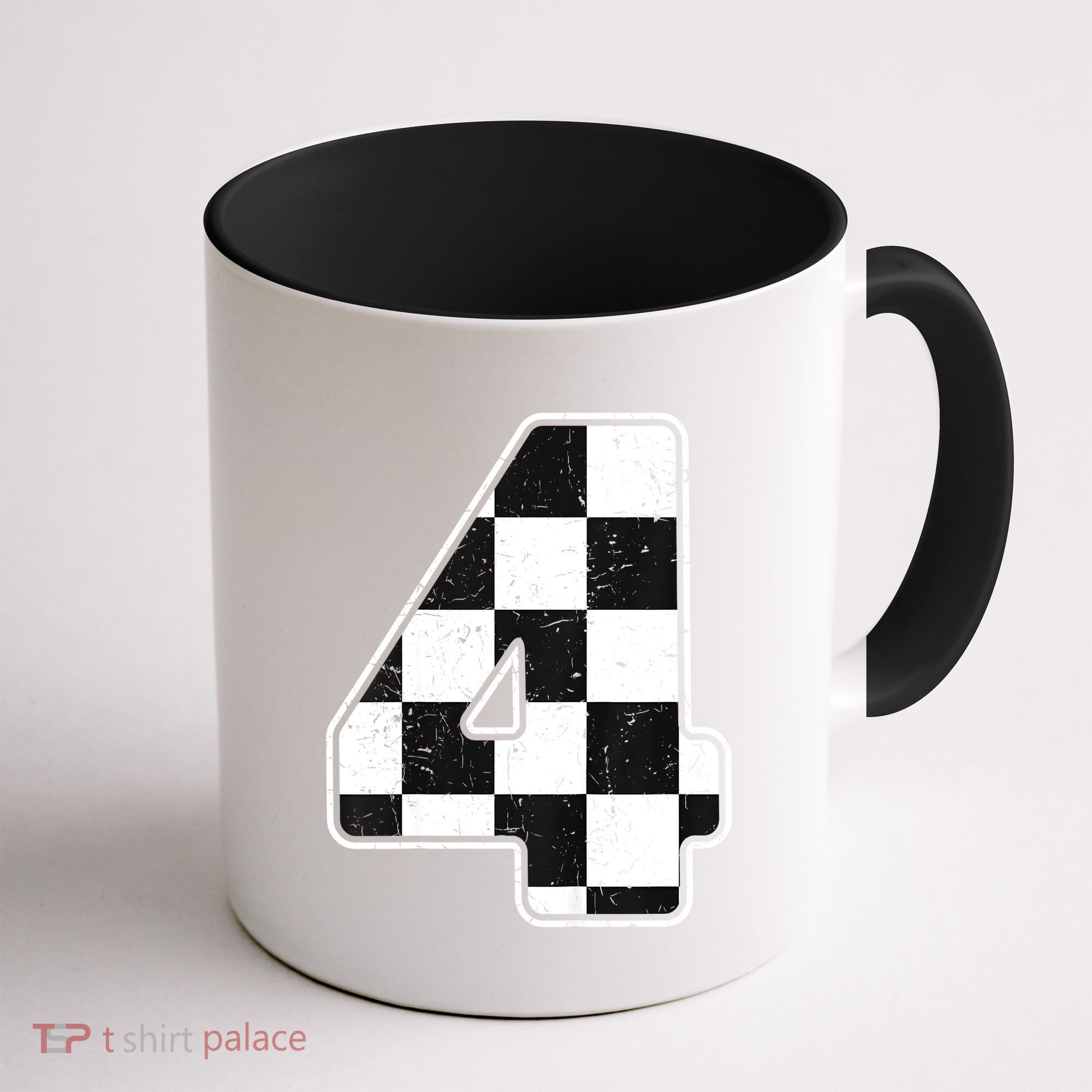 Birthday Boy 4 Four Race Car 4th Birthday Racing Car Flag Coffee Mug