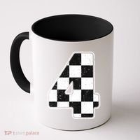 Birthday Boy 4 Four Race Car 4th Birthday Racing Car Flag Coffee Mug thumb 0