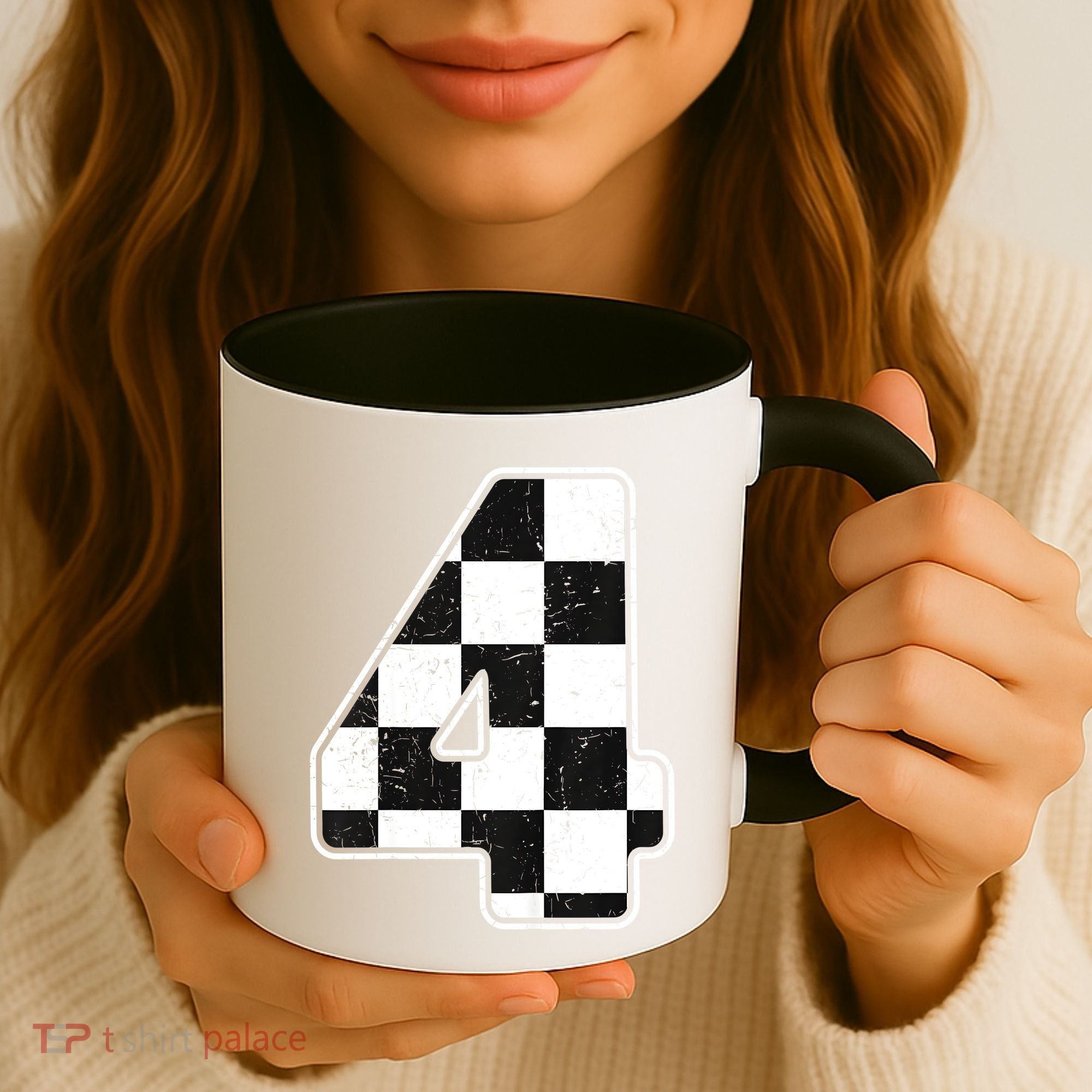 Birthday Boy 4 Four Race Car 4th Birthday Racing Car Flag Coffee Mug